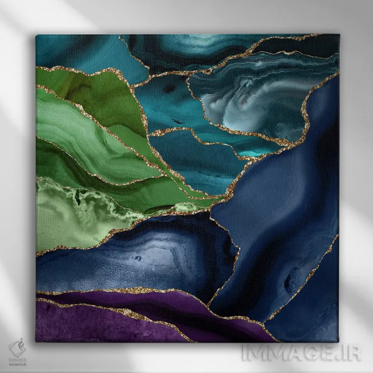 تابلو بافت عقیق طاووسی شماره ۹ اثر آلوک دیزاین - نمای روبهرو روی دیوار