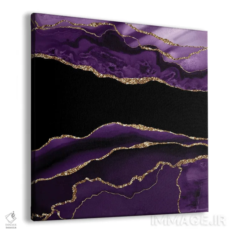 تابلو بافت عقیق طلایی بنفش شماره ۱۱ اثر آلوک دیزاین - نمای پرسپکتیو محصول