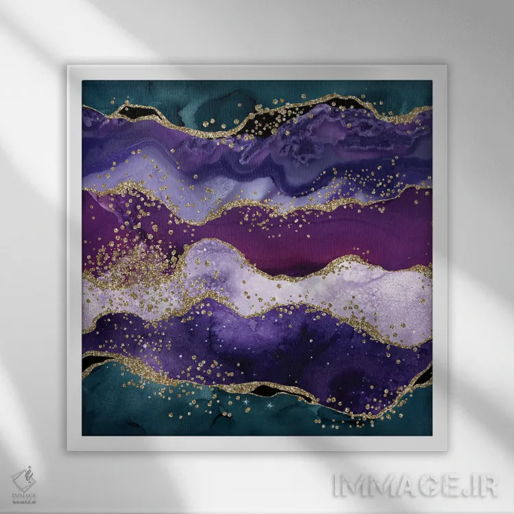 تابلو بافت عقیق طاووسی براق شماره ۶ اثر آلوک دیزاین - نمای قابدار سفید