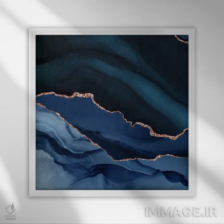 تابلو بافت عقیق رزگلد سرمهای شماره ۱۲ اثر آلوک دیزاین - نمای قابدار سفید