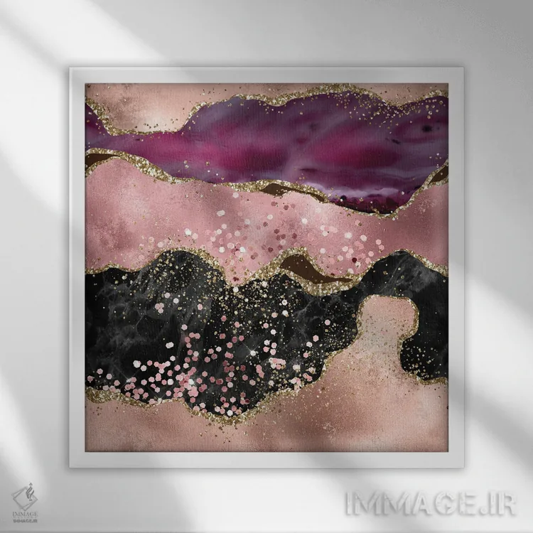 تابلو بافت عقیق صورتی براق شماره ۲ اثر آلوک دیزاین - نمای قابدار سفید