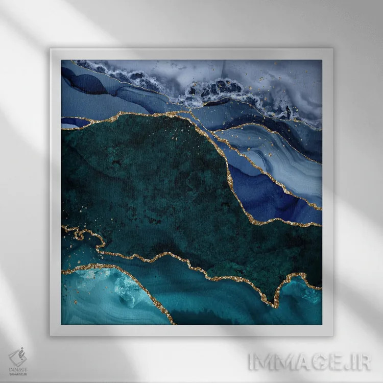 تابلو بافت عقیق طاووسی شماره ۲ اثر آلوک دیزاین - نمای قابدار سفید