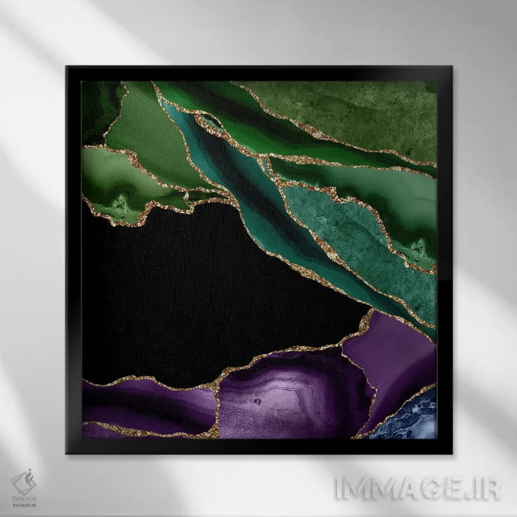 تابلو بافت عقیق طاووسی شماره ۶ اثر آلوک دیزاین - نمای قابدار مشکی