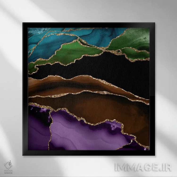 تابلو بافت عقیق طاووسی شماره ۸ اثر آلوک دیزاین - نمای قابدار مشکی