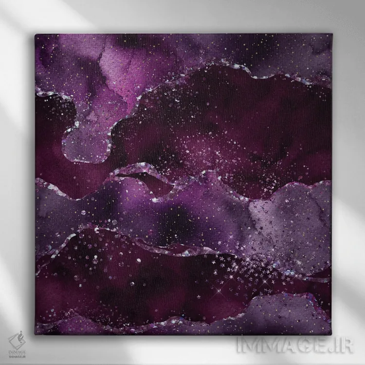تابلو بافت عقیق ستارهای بنفش شماره ۶ اثر آلوک دیزاین - نمای روبهرو روی دیوار