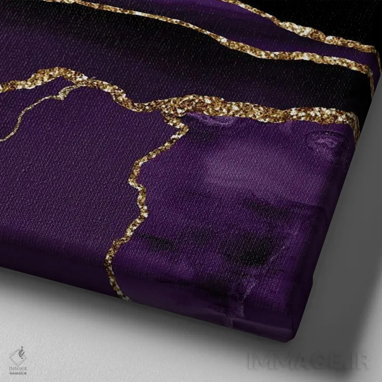 تابلو بافت عقیق طلایی بنفش شماره ۱۱ اثر آلوک دیزاین - نمای نزدیک بافت بوم