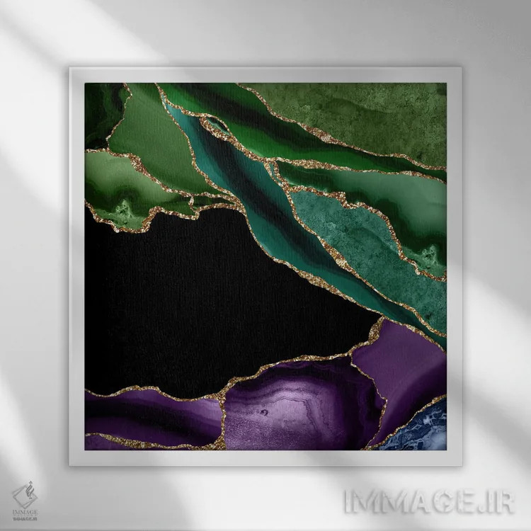 تابلو بافت عقیق طاووسی شماره ۶ اثر آلوک دیزاین - نمای قابدار سفید