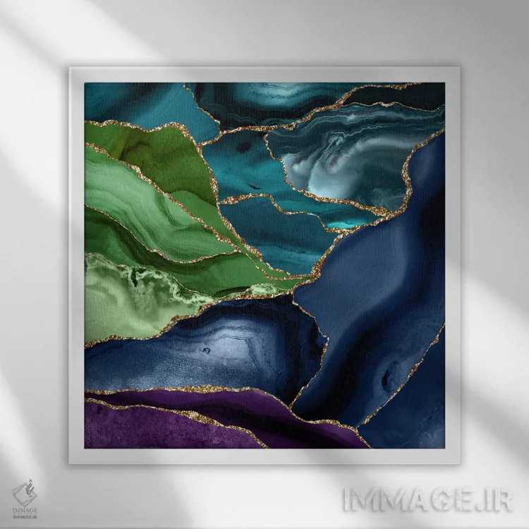 تابلو بافت عقیق طاووسی شماره ۹ اثر آلوک دیزاین - نمای قابدار سفید