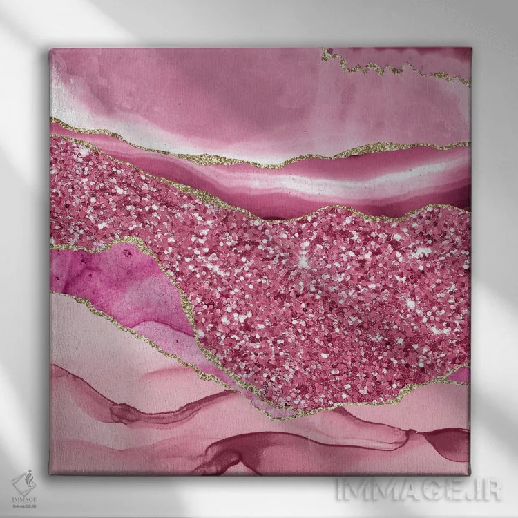 تابلو بافت درخشان و تلالؤ عقیق شماره ۱ اثر آلوک دیزاین - نمای روبهرو روی دیوار