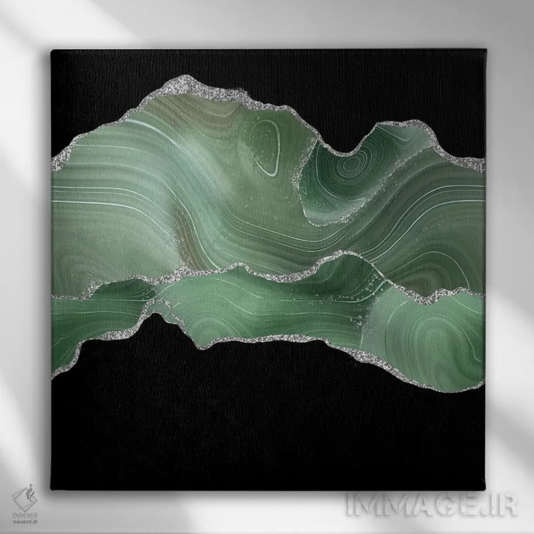 تابلو بافت عقیق نقرهای مریمگلی شماره ۴ اثر آلوک دیزاین - نمای روبهرو روی دیوار