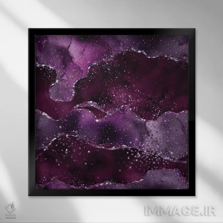 تابلو بافت عقیق ستارهای بنفش شماره ۶ اثر آلوک دیزاین - نمای قابدار مشکی