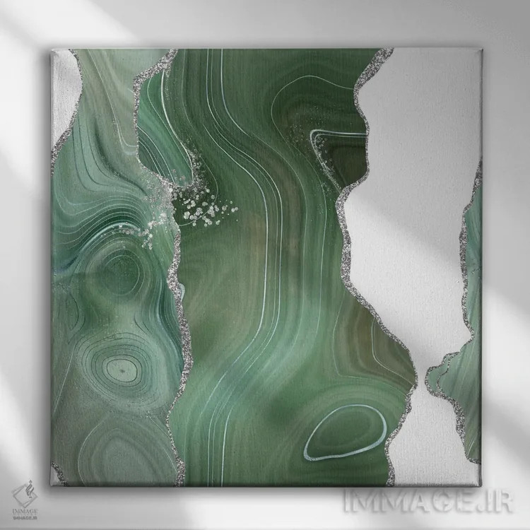 تابلو بافت عقیق نقرهای مریمگلی شماره ۸ اثر آلوک دیزاین - نمای روبهرو روی دیوار