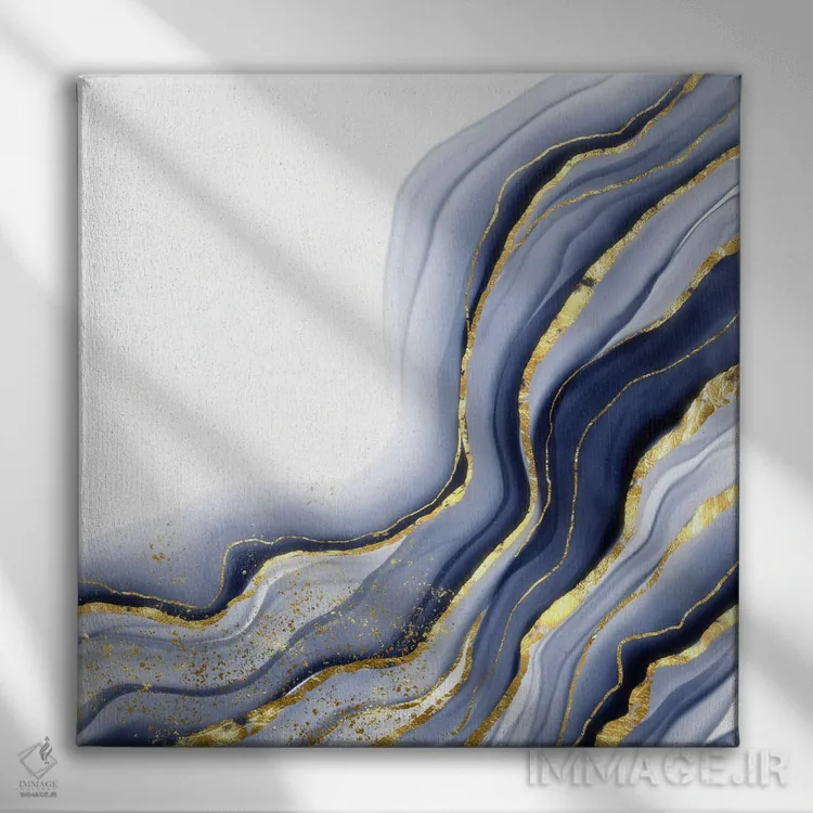 تابلو بافت عقیق آبی درخشان شماره ۱۳ اثر آلوک دیزاین - نمای روبهرو روی دیوار