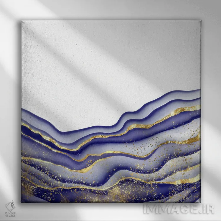 تابلو بافت عقیق آبی درخشان شماره ۱۵ اثر آلوک دیزاین - نمای روبهرو روی دیوار