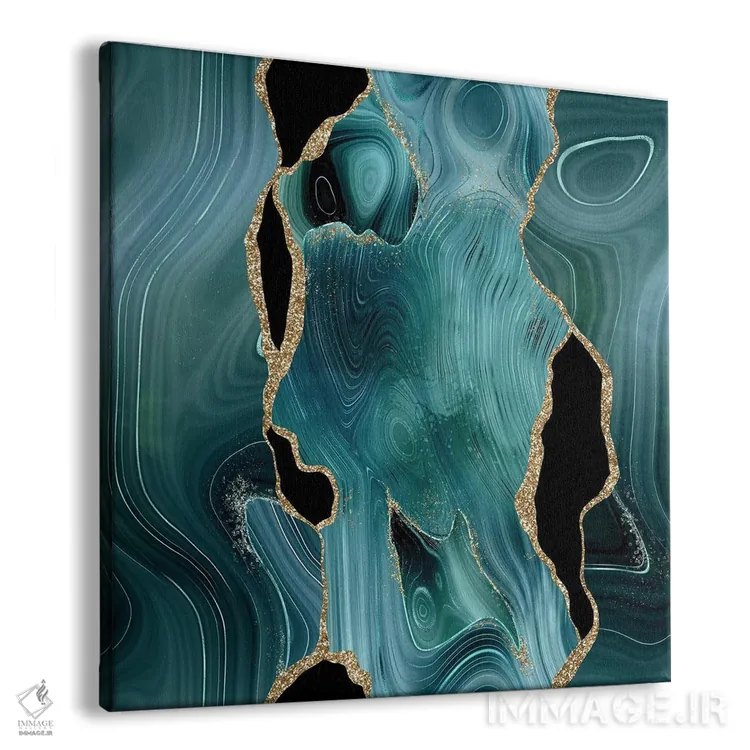 تابلو بافت عقیق طلایی سبزآبی براق شماره ۴ اثر آلوک دیزاین - نمای پرسپکتیو محصول