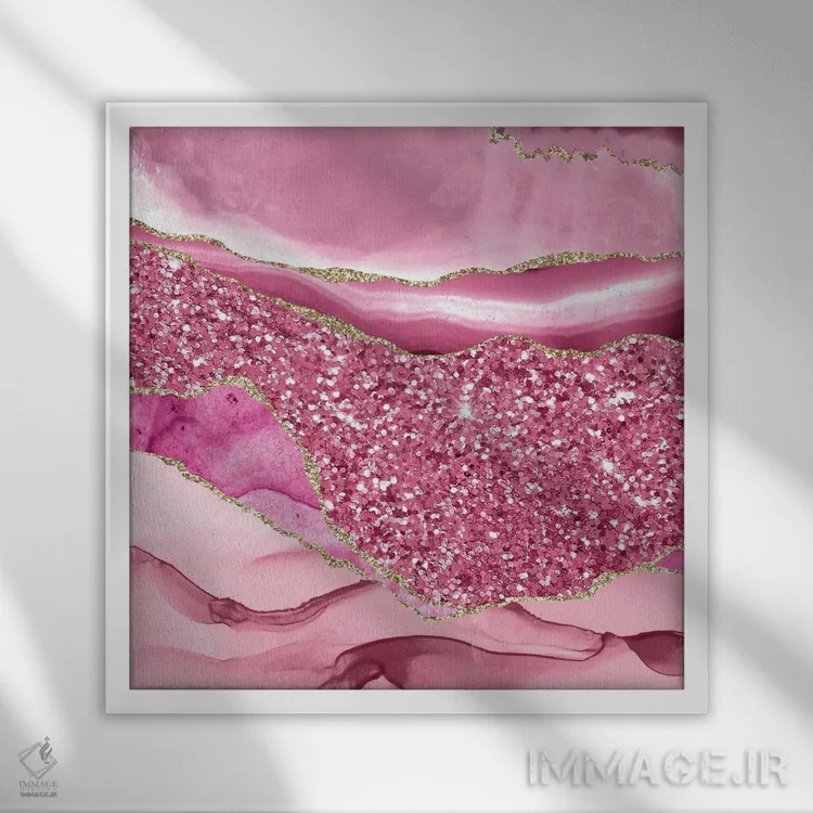 تابلو بافت درخشان و تلالؤ عقیق شماره ۱ اثر آلوک دیزاین - نمای قابدار سفید