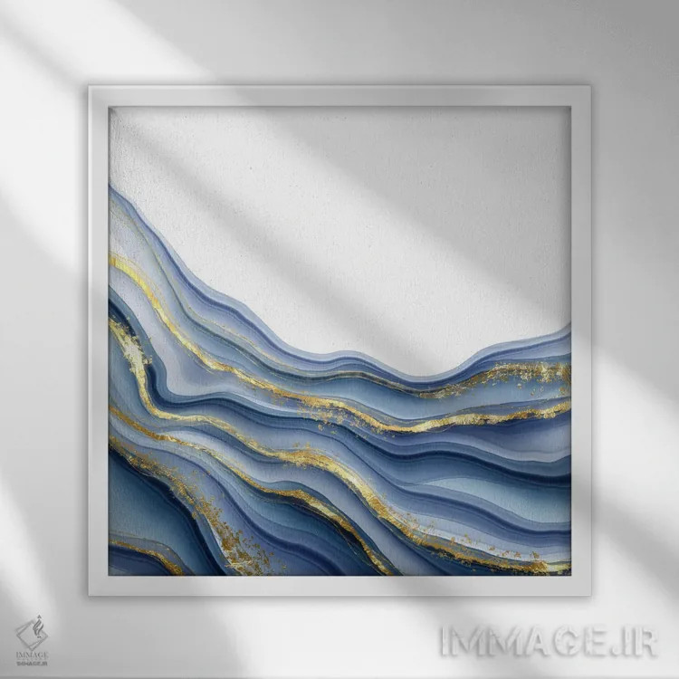 تابلو بافت عقیق آبی درخشان شماره ۳ اثر آلوک دیزاین - نمای قابدار سفید