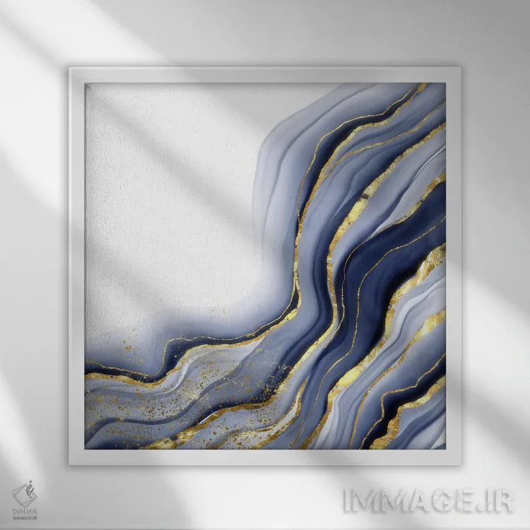 تابلو بافت عقیق آبی درخشان شماره ۱۳ اثر آلوک دیزاین - نمای قابدار سفید