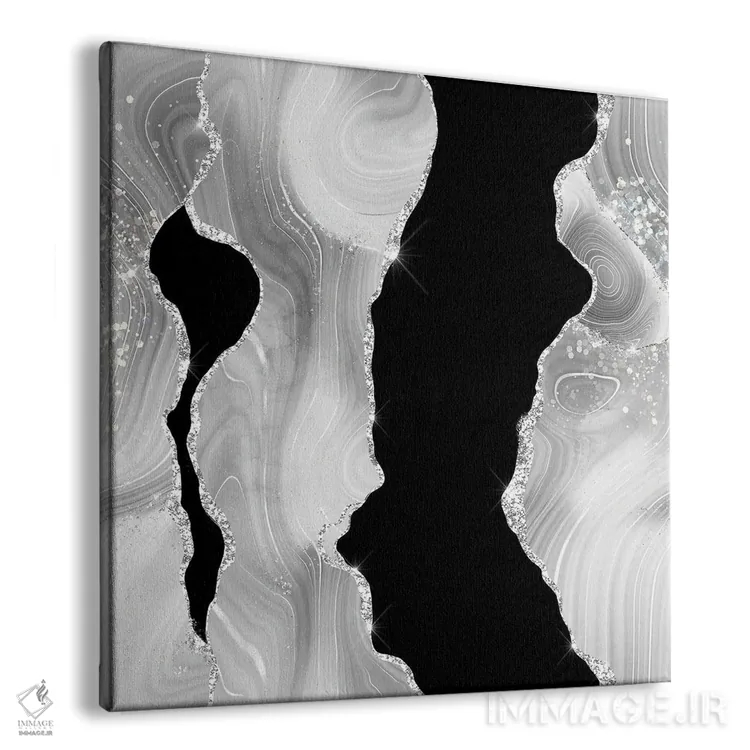 تابلو بافت عقیق نقرهای سفید براق شماره ۴ اثر آلوک دیزاین - نمای پرسپکتیو محصول