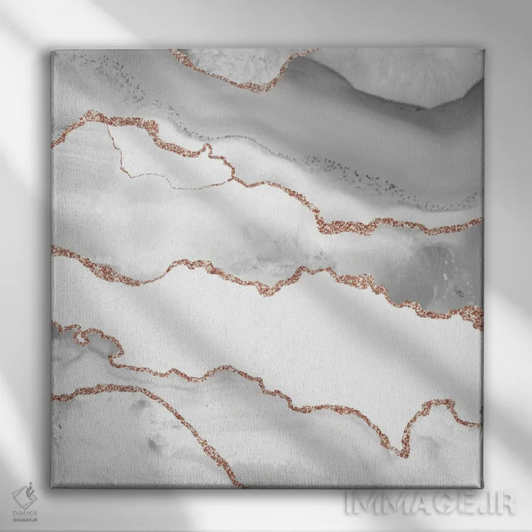 تابلو بافت عقیق رزگلد سفید شماره ۶ اثر آلوک دیزاین - نمای روبهرو روی دیوار