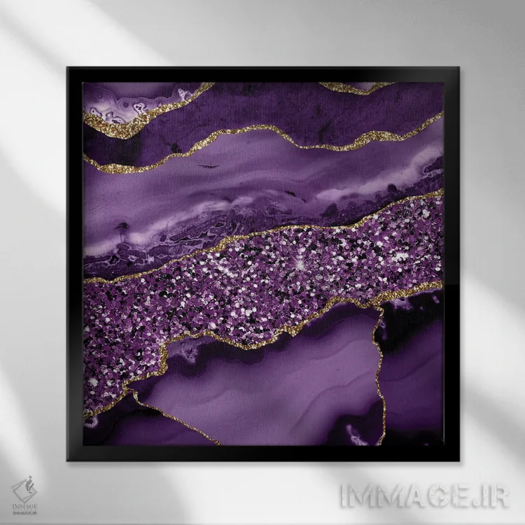 تابلو بافت عقیق براق اقیانوسی شماره ۲ اثر آلوک دیزاین - نمای قابدار مشکی