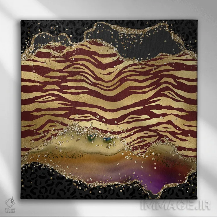 تابلو بافت عقیق وحشی براق شماره ۴ اثر آلوک دیزاین - نمای روبهرو روی دیوار