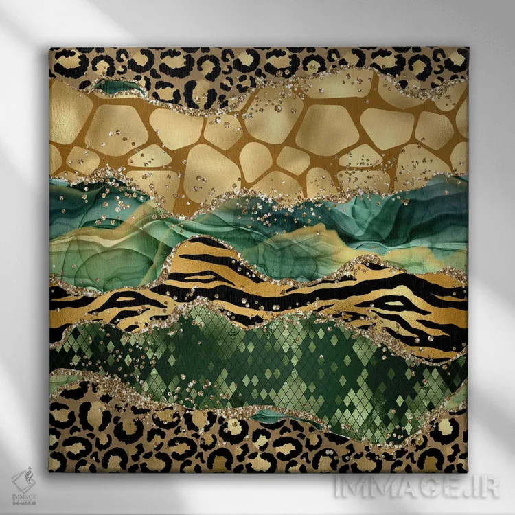تابلو بافت عقیق وحشی براق شماره ۶ اثر آلوک دیزاین - نمای روبهرو روی دیوار