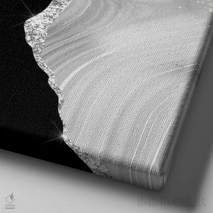 تابلو بافت عقیق نقرهای سفید براق شماره ۴ اثر آلوک دیزاین - نمای نزدیک بافت بوم