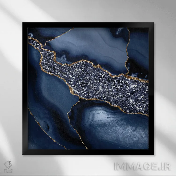 تابلو بافت عقیق براق اقیانوسی شماره ۵ اثر آلوک دیزاین - نمای قابدار مشکی