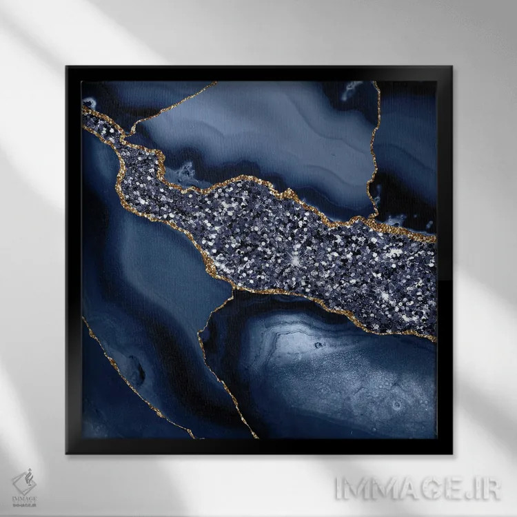 تابلو بافت عقیق براق اقیانوسی شماره ۵ اثر آلوک دیزاین - نمای قابدار مشکی