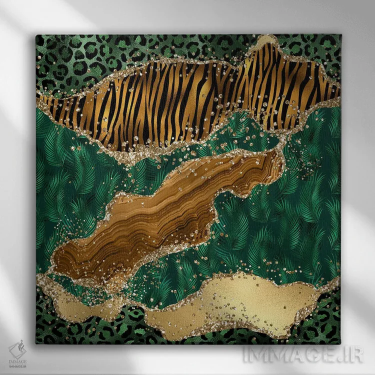 تابلو بافت عقیق وحشی براق شماره ۳ اثر آلوک دیزاین - نمای روبهرو روی دیوار