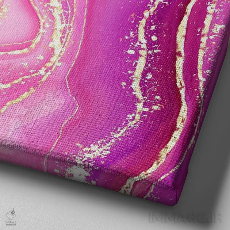تابلو بافت عقیق صورتی درخشان شماره ۵ اثر آلوک دیزاین - نمای نزدیک بافت بوم