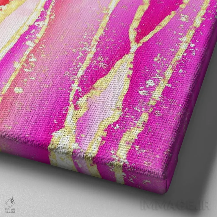 تابلو بافت عقیق صورتی درخشان شماره ۷ اثر آلوک دیزاین - نمای نزدیک بافت بوم