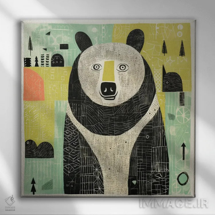 تابلو خرس سبز اثر آلوک دیزاین - نمای روبهرو روی دیوار