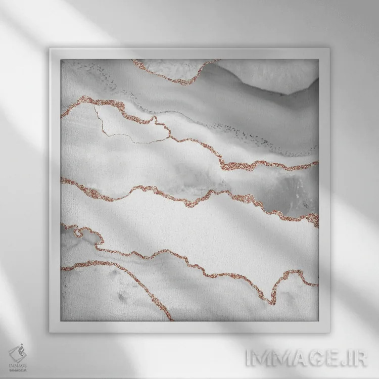 تابلو بافت عقیق رزگلد سفید شماره ۶ اثر آلوک دیزاین - نمای قابدار سفید
