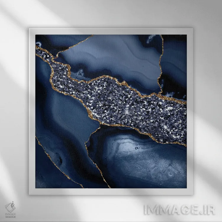 تابلو بافت عقیق براق اقیانوسی شماره ۵ اثر آلوک دیزاین - نمای قابدار سفید