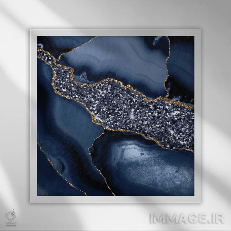 تابلو بافت عقیق براق اقیانوسی شماره ۵ اثر آلوک دیزاین - نمای قابدار سفید