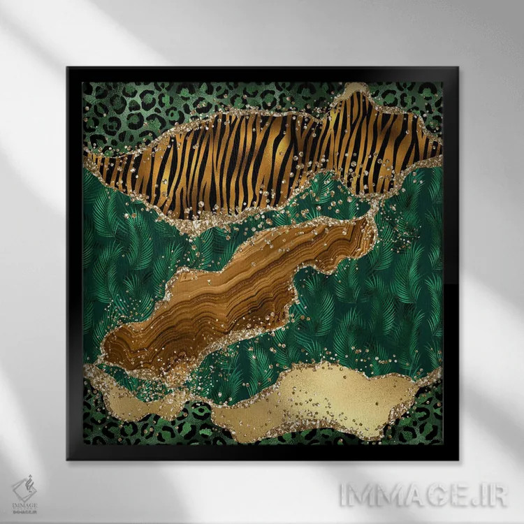 تابلو بافت عقیق وحشی براق شماره ۳ اثر آلوک دیزاین - نمای قابدار مشکی