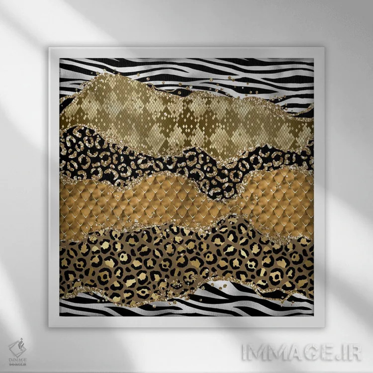 تابلو بافت عقیق وحشی براق شماره ۵ اثر آلوک دیزاین - نمای قابدار سفید