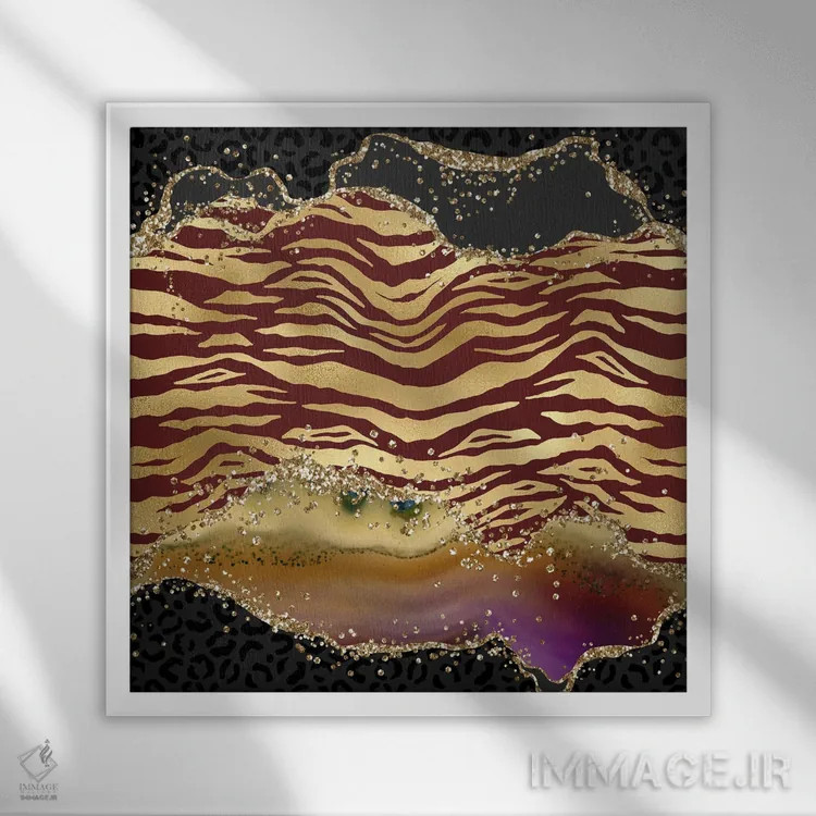 تابلو بافت عقیق وحشی براق شماره ۴ اثر آلوک دیزاین - نمای قابدار سفید