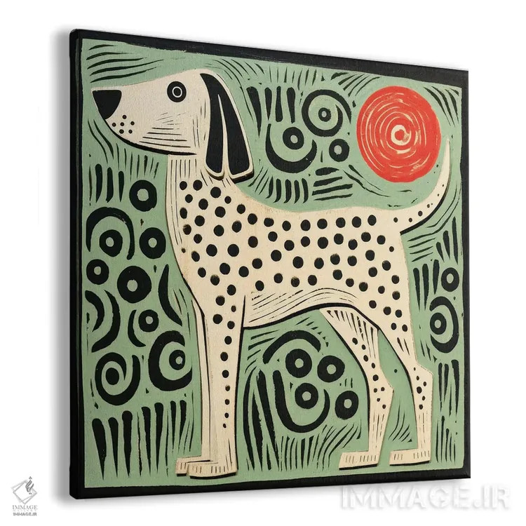 تابلو سگ سبز اثر آلوک دیزاین - نمای پرسپکتیو محصول