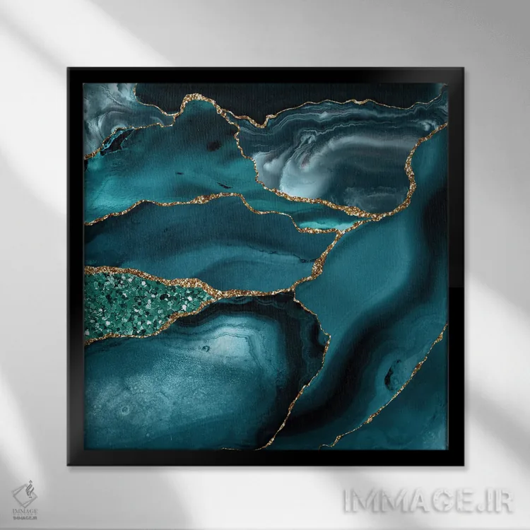 تابلو بافت عقیق براق اقیانوسی شماره ۱۰ اثر آلوک دیزاین - نمای قابدار مشکی