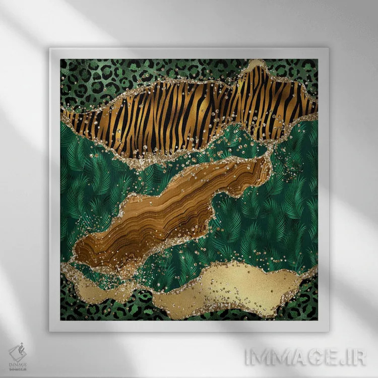 تابلو بافت عقیق وحشی براق شماره ۳ اثر آلوک دیزاین - نمای قابدار سفید