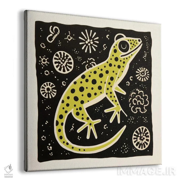 تابلو گکو سبز (مارمولک ویژه) اثر آلوک دیزاین - نمای پرسپکتیو محصول