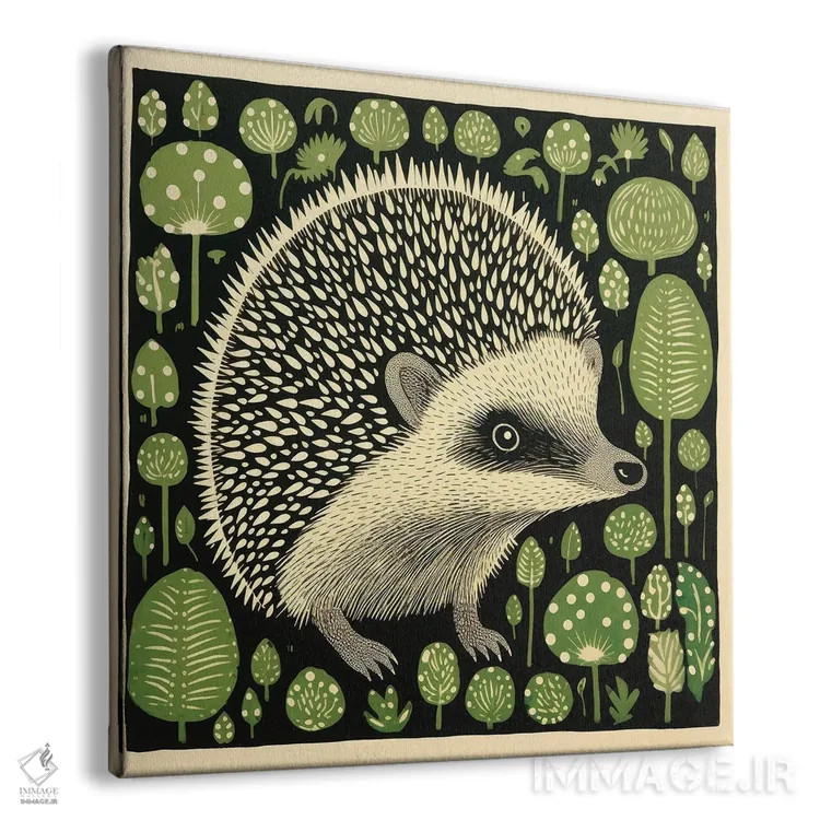 تابلو جوجهتیغی سبز اثر آلوک دیزاین - نمای پرسپکتیو محصول