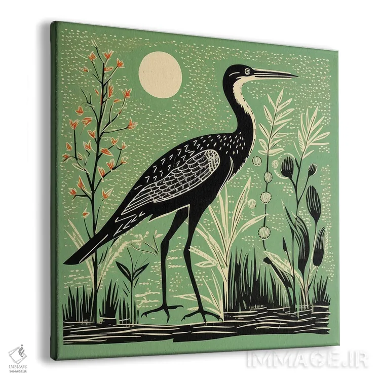 تابلو حواصیل سبز اثر آلوک دیزاین - نمای پرسپکتیو محصول