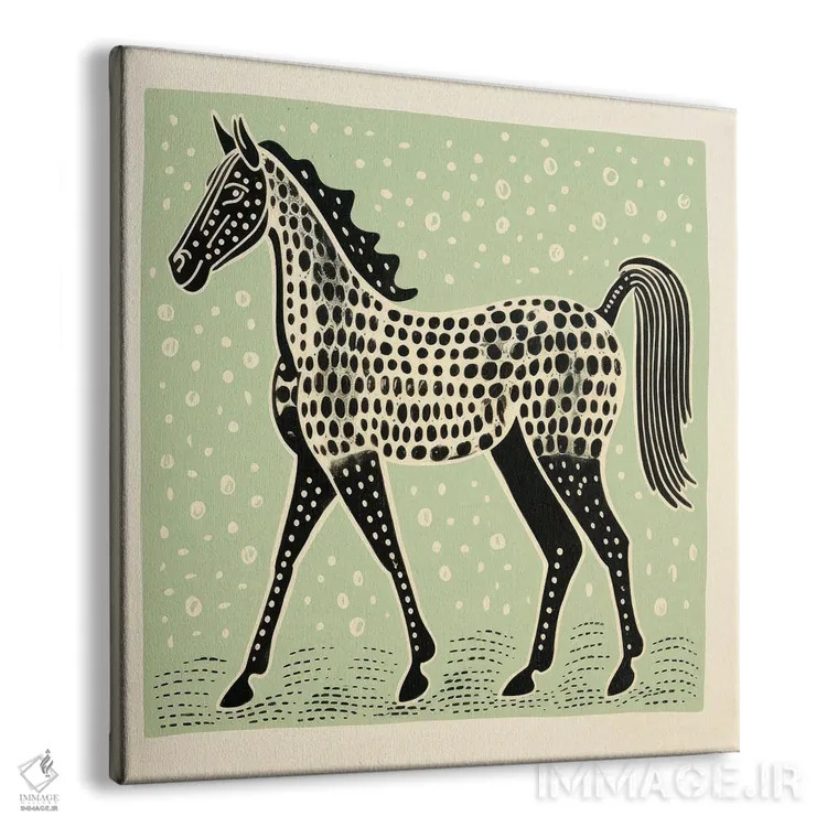 تابلو اسب سبز اثر آلوک دیزاین - نمای پرسپکتیو محصول