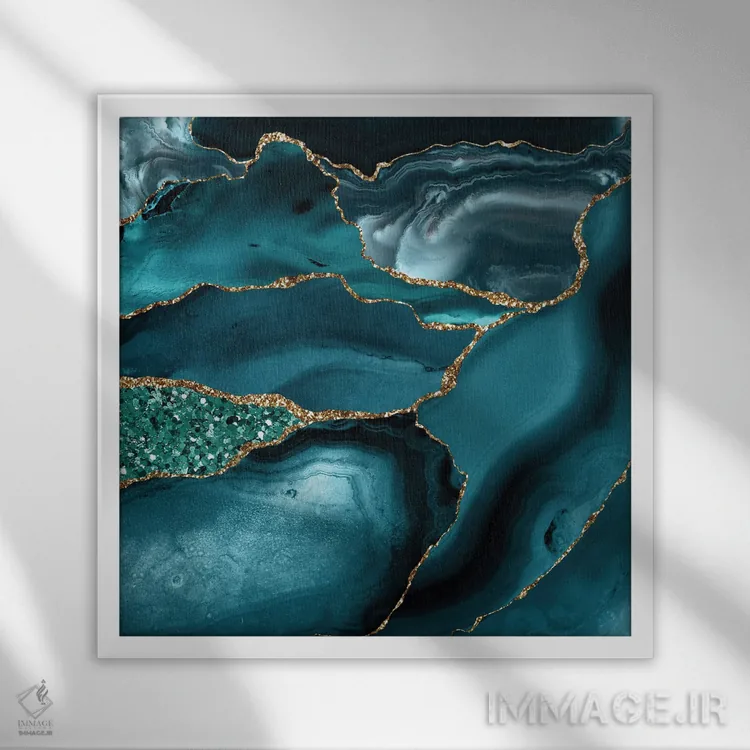 تابلو بافت عقیق براق اقیانوسی شماره ۱۰ اثر آلوک دیزاین - نمای قابدار سفید