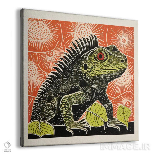تابلو ایگوانای سبز اثر آلوک دیزاین - نمای پرسپکتیو محصول