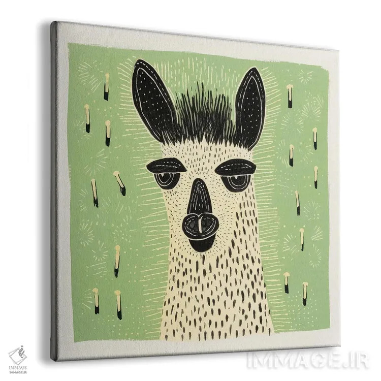 تابلو لامای سبز اثر آلوک دیزاین - نمای پرسپکتیو محصول